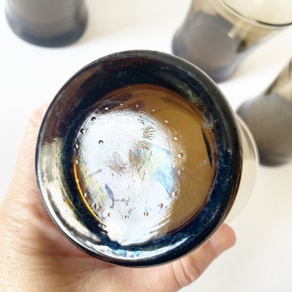 Anchor Hocking Linden Whiskey Rocks Glasses Smoke Brown Tumblers Old Fashion Set - Picture 6 of 10